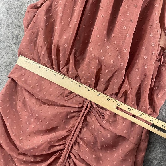 Lulus Mini Dress Large Marsala Pink Halter Ruched Sleeveless Place and Time - Picture 9 of 14